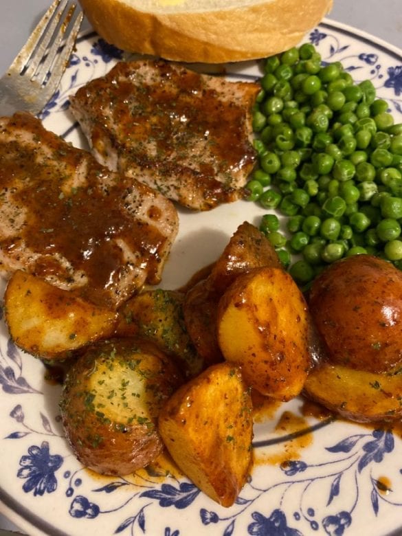 HONEY MUSTARD PORK CHOPS AND POTATO SKILLET