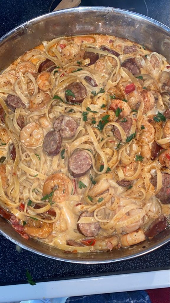 Creamy Cajun Shrimp Pasta With Sausage