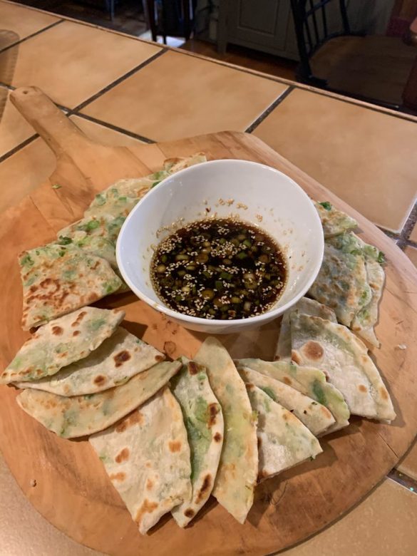 Scallion Pancakes with Dipping Sauce