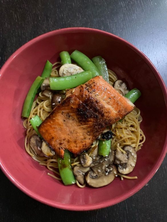 Asian salmon and noodles