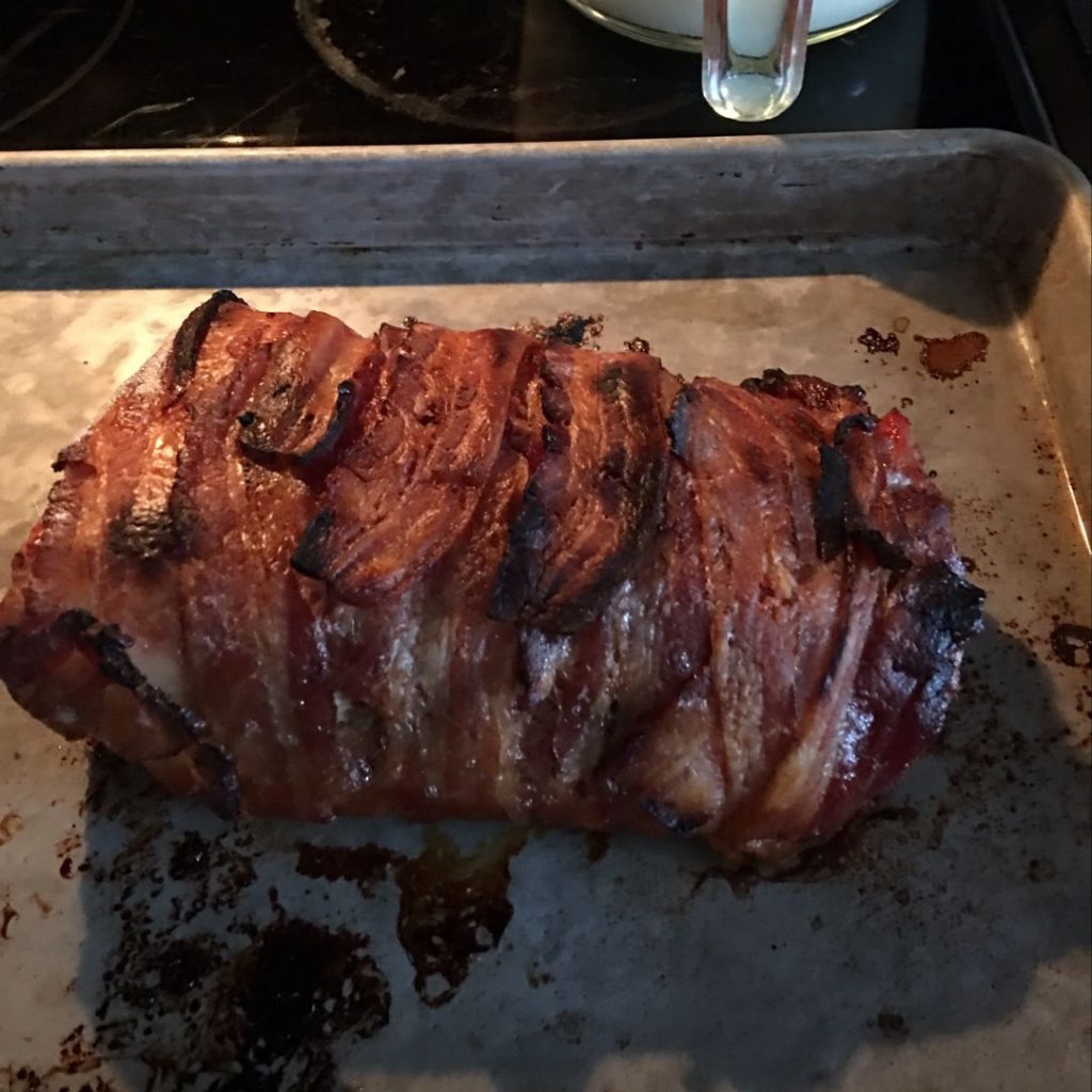 Slow Cooker Bacon Garlic Pork Loin