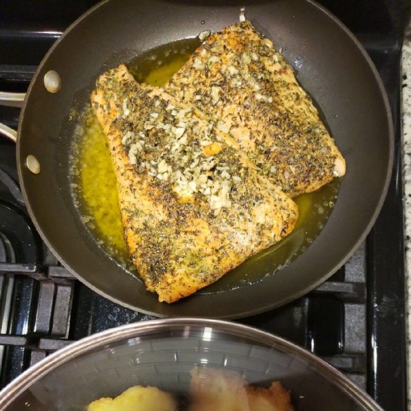 Trout with Garlic Lemon Butter Herb Sauce