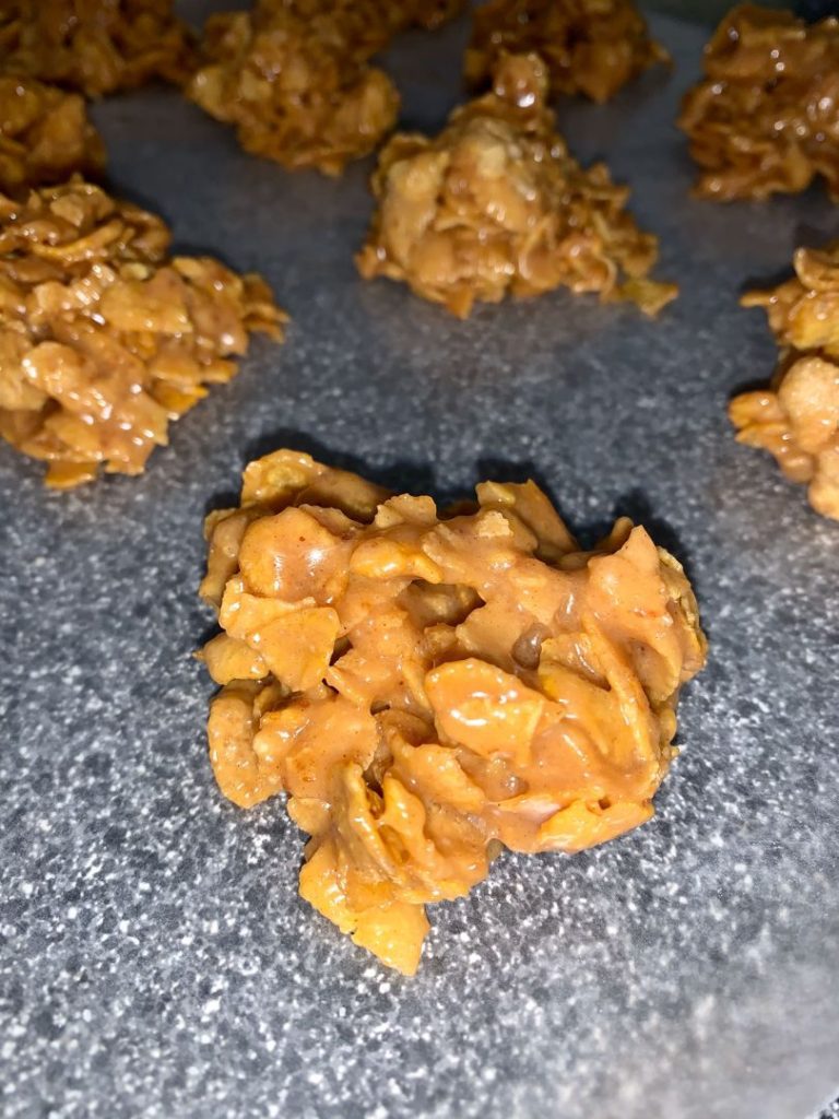 No Bake Peanut Butter Corn Flake Cookies